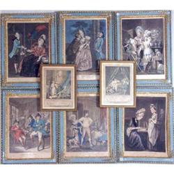 A GROUP OF SIX FRAMED ENGLISH PRINTS