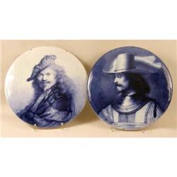 TWO BLUE AND WHITE DELFT CIRCULAR WALL PLAQUES