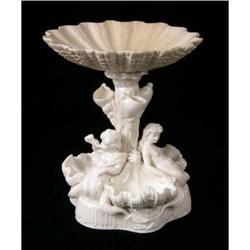 A BELLEEK SHELL-FORM PORCELAIN COMPOTE