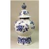 Image 12 : A PAIR OF BLUE AND WHITE DELFT COVERED URNS