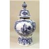 Image 9 : A PAIR OF BLUE AND WHITE DELFT COVERED URNS