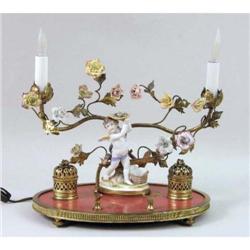 A PORCELAIN ORMOLU-MOUNTED DESK GARNITURE