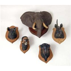 A MISCELLANEOUS GROUP OF COMPOSITION HANDPAINTED ANIMAL HEADS