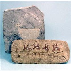 TWO EXAMPLES OF REPLICA NATIVE AMERICAN ROCK ART