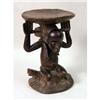 Image 1 : A CARVED AFRICAN AND METAL MOUNTED FIGURAL STOOL