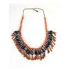 Image 1 : A NATIVE AMERICAN CORAL BEADED AND CONE-FORM SILVER NECKLACE