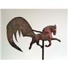 Image 2 : A WHIMSICAL CARVED WOOD AND PATINATED METAL "FLYING HORSE" WEATHERVANE