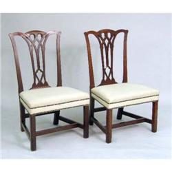 A PAIR OF CHIPPENDALE CARVED CHERRYWOOD SIDE CHAIRS