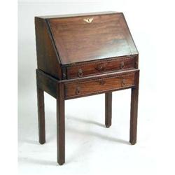 A QUEEN ANNE MAHOGANY DESK-ON-FRAME