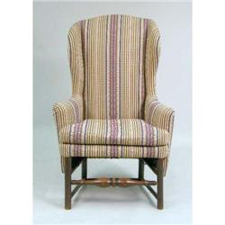 A FEDERAL TURNED AND STAINED MAPLE RUSH SEAT EASY CHAIR