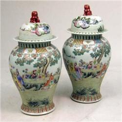 TWO LARGE COVERED GINGER JARS