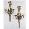 Image 1 : A PAIR OF GEORGIAN-STYLE BRONZE THREE-LIGHT SCONCES