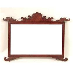 A GEORGE III INCISED MAHOGANY OVERMANTLE MIRROR