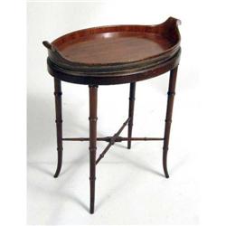 A GEORGE III BRASS-MOUNTED MAHOGANY TRAY ON STAND