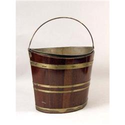 A REGENCY BRASS-BOUND MAHOGANY SWING HANDLE BUCKET