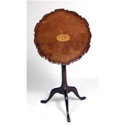 AN ENGLISH WALNUT TILT-TOP BIRDCAGE TEA TABLE