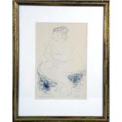 A FRAMED DRAWING ON PAPER