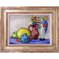 A FRAMED OIL ON BOARD