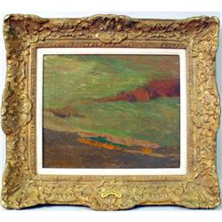 A FRAMED OIL ON CANVAS