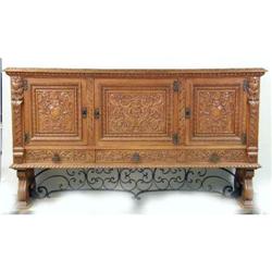 AN ORNATE RENAISSANCE-STYLE CREDENZA OR SIDEBOARD