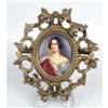 Image 1 : AN OVAL FRAMED PORCELAIN PLAQUE DEPICTING A LADY WEARING PEARLS