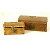 Image 1 : TWO BRASS TACK AND HIDE COVERED DOME-TOP TRINKET TRUNKS