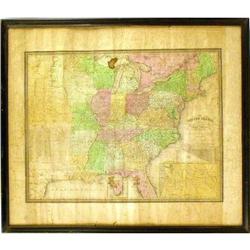 A FRAMED POLYCHROME MAP