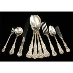 A GORHAM STERLING SILVER "OLD KING" PATTERN PARTIAL FLATWARE SERVICE