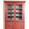 Image 2 : A BLACK-AND-RED SPONGE- AND COMB-PAINTED GLAZED DOOR TWO-PIECE CUPBOARD