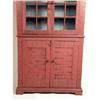 Image 3 : A BLACK-AND-RED SPONGE- AND COMB-PAINTED GLAZED DOOR TWO-PIECE CUPBOARD