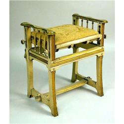 A WHITE PAINTED AND PARCEL-GILT ADJUSTABLE PIANO BENCH