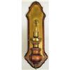 Image 5 : A PAIR OF BRASS AND WOOD WALL SCONCES
