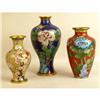 Image 1 : THREE POLYCHROME-DECORATED CLOISSONE VASES