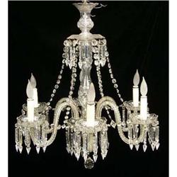 A GEORGE III-STYLE COLORLESS GLASS SIX-LIGHT CHANDELIER