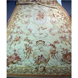 AN AUBUSSON-STYLE ROOM SIZE FLORAL-DECORATED CARPET