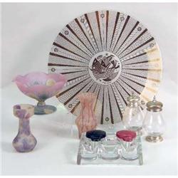 A GROUP OF GLASS TABLE ARTICLES