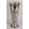 Image 6 : TWO SILVER ON COPPER GRAPE AND LEAF MOTIF TRUMPET FORM VASES