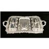 Image 1 : A SHEFFIELD HIGHLY ORNATE DOUBLE HANDLED THREE COMPARTMENT FOOTED TRAY