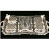 Image 6 : A SHEFFIELD HIGHLY ORNATE DOUBLE HANDLED THREE COMPARTMENT FOOTED TRAY
