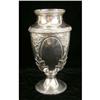 Image 1 : A SILVER ON COPPER ACANTHUS DECORATED FOOTED BALUSTER FORM VASE