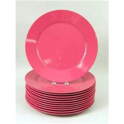 TWELVE RED CHINESE STYLE ARITA CHARGER PLATES