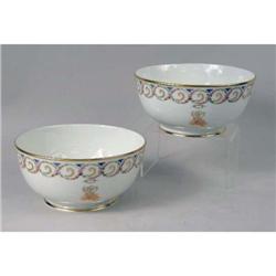TWO MATCHING LENOX POLYCHROME AND PARCEL-GILT DECORATED PORCELAIN BOWLS