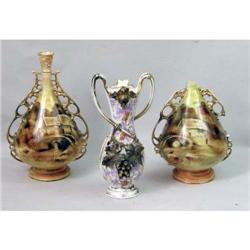 A PAIR OF PAINTED POTTERY VASES