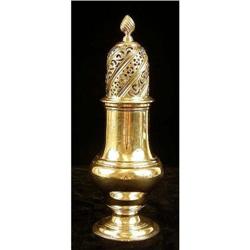 A GEORGIAN ENGLISH SILVER MUFFINEER