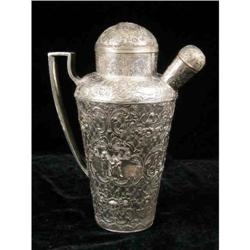 A SILVER ON COPPER COCKTAIL SHAKEER