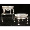 Image 1 : A PAIR OF TIFFANY & COSTERLING SILVER FOOTED CIRCULAR SWEETMEAT DISHES WITH MOLDED GLASS INSERTS