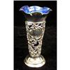 Image 2 : A SET OF FOUR GORHAM STERLING SILVER BUD VASE HOLDERS WITH COBALT GLASS INSERTS