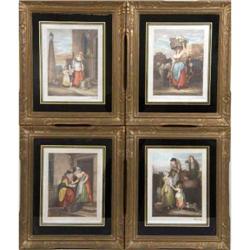 A MISCELLANEOUS GROUP OF FOUR FRAMED DECORATIVE PRINTS