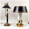 Image 1 : A BRASS AND BLACK ENAMEL RAILROAD STYLE TABLE LAMP