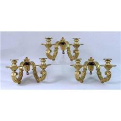 THREE REGENCE STYLE TWO-LIGHT SCONCES